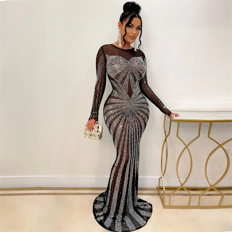 Sparkly Rhinestone Club Party Dress - Сексуальные блестящие вечерние платья русалки со