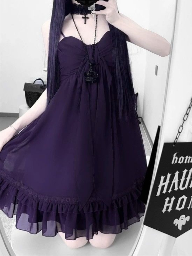 French Vintage Floral Midi Dress - Винтажное элегантное платье миди с воротником-халтер,