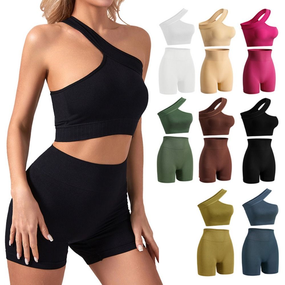 Seamless Ribbed Workout Tank Top - 2 шт. Повседневные бесшовные женские комплекты