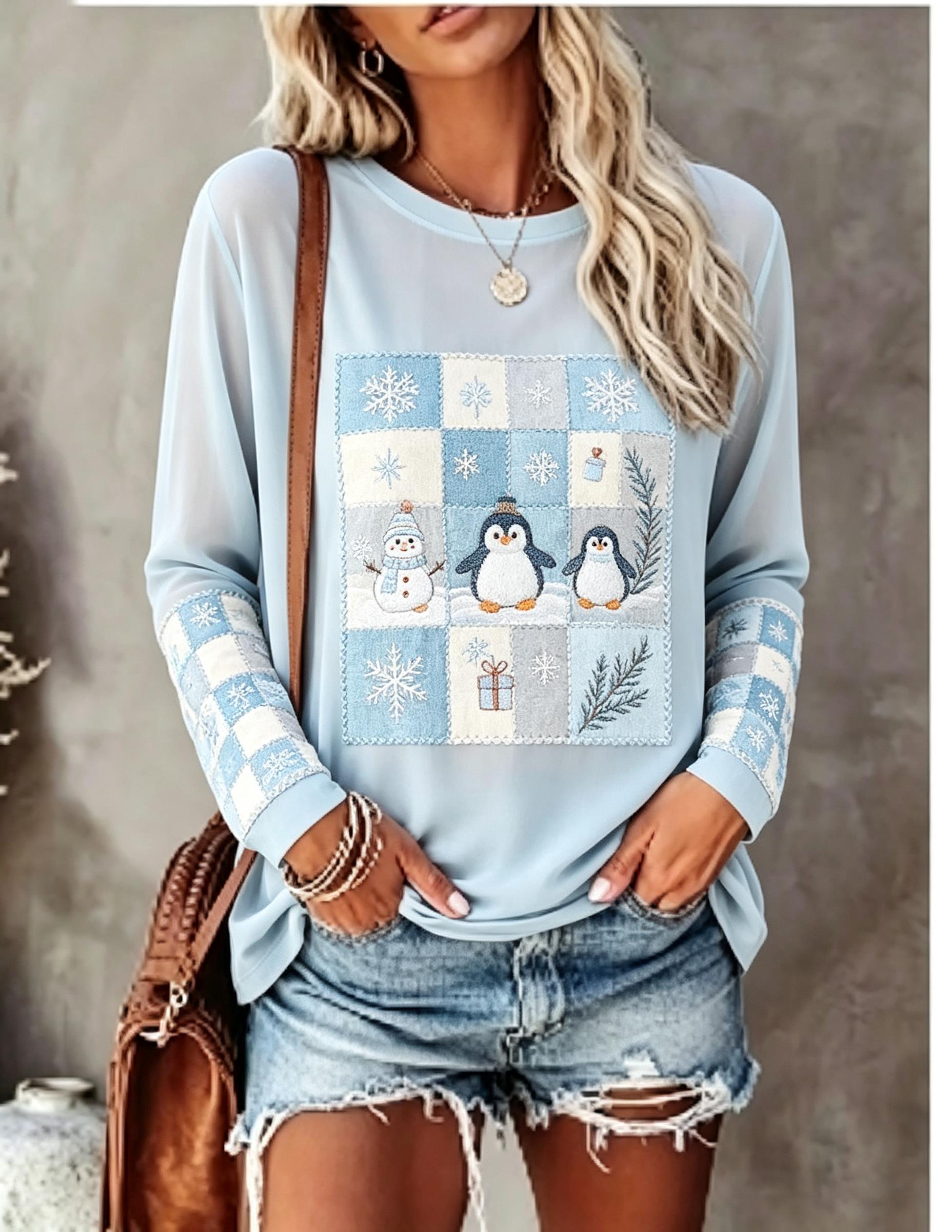 Blouses - Женская футболка с длинными рукавами, с