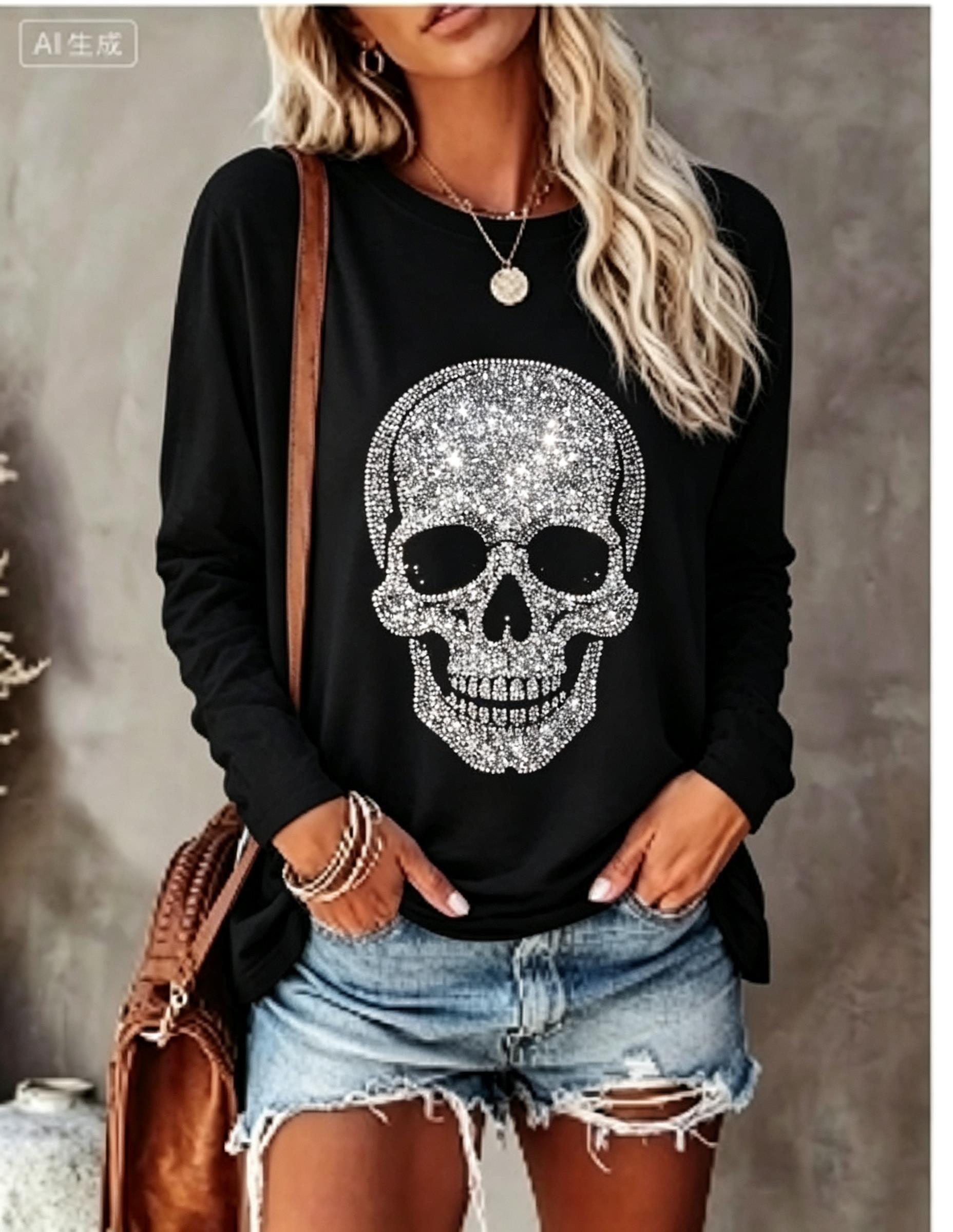 Blouses - Женская футболка с длинным рукавом, с