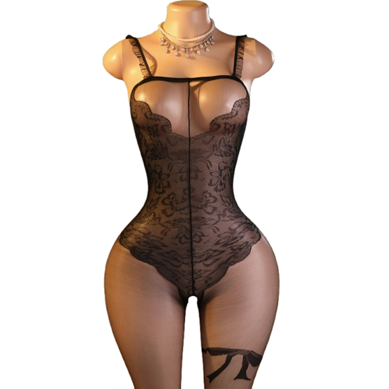 Lingerie - 1 шт. Соблазнительное черное кружевное боди