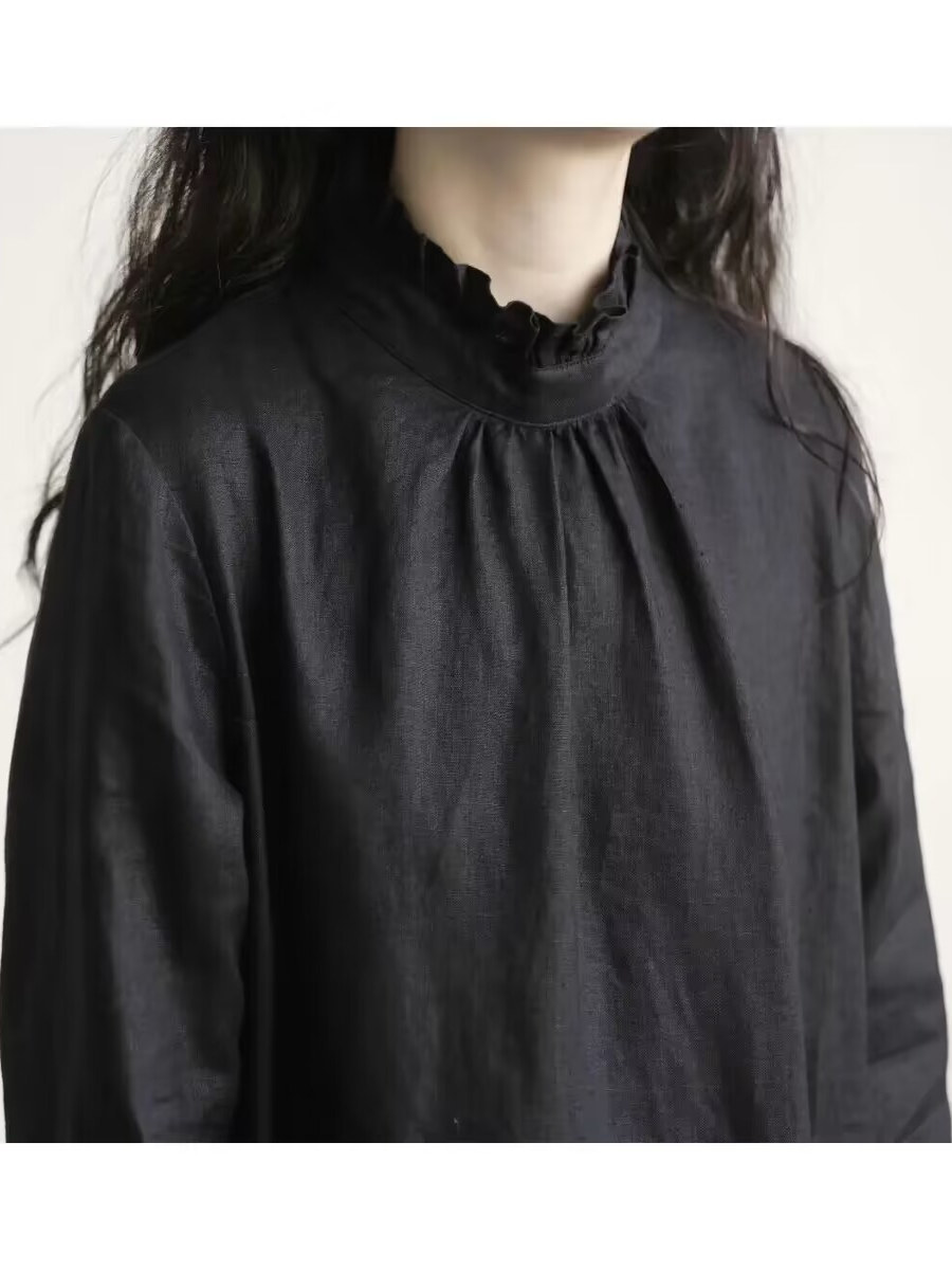 Черное льняное платье с длинны – обзор и цена Casual Loose Linen Shirt Dress