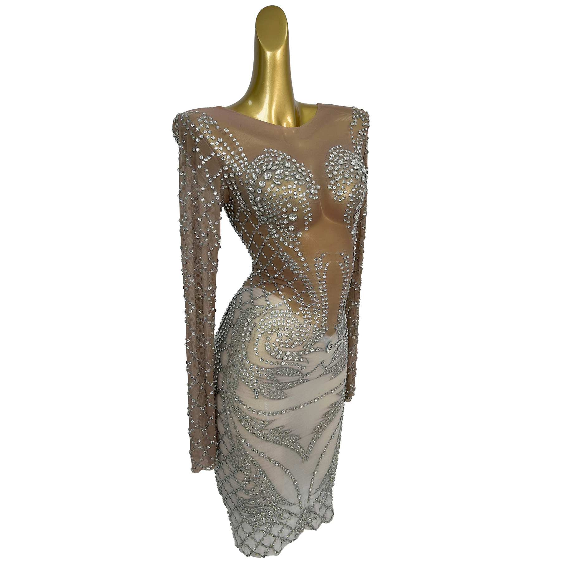 Прозрачное сетчатое мини-плать – обзор и цена Sparkly Rhinestone Club Party Dress
