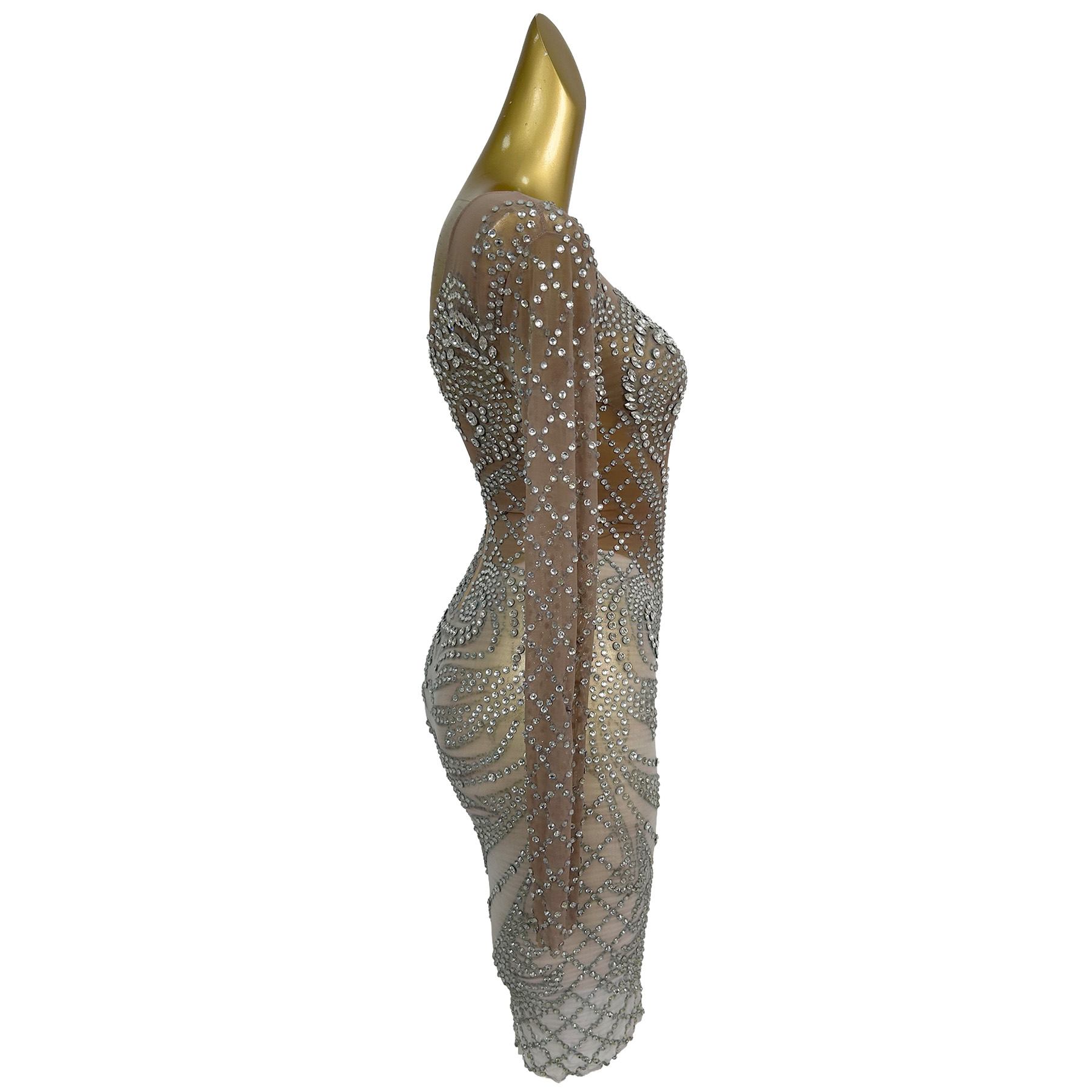 Прозрачное сетчатое мини-плать – обзор и цена Sparkly Rhinestone Club Party Dress