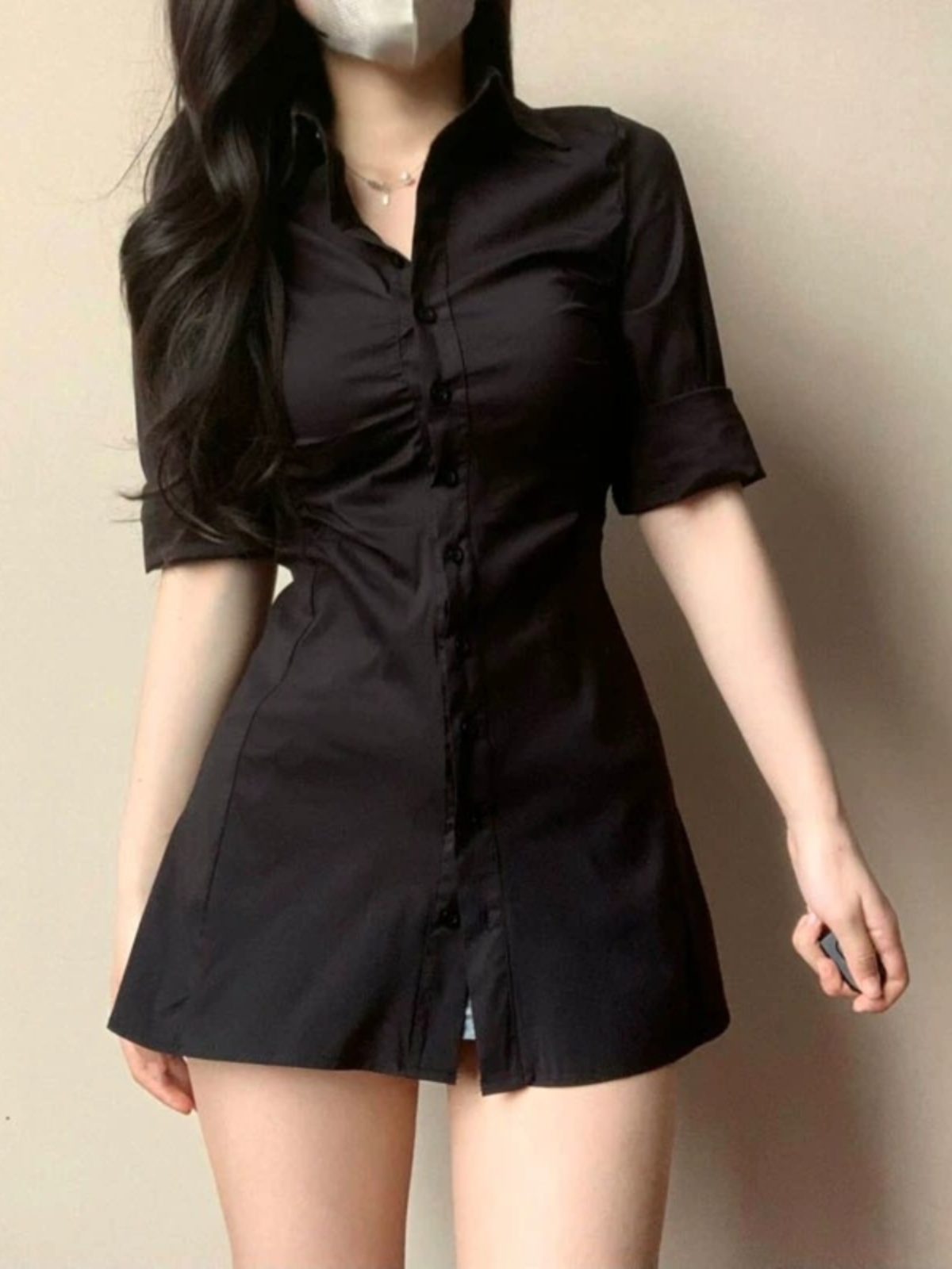 Сексуальное платье-рубашка с п – обзор и цена Korean Style A Line Shirt Dress